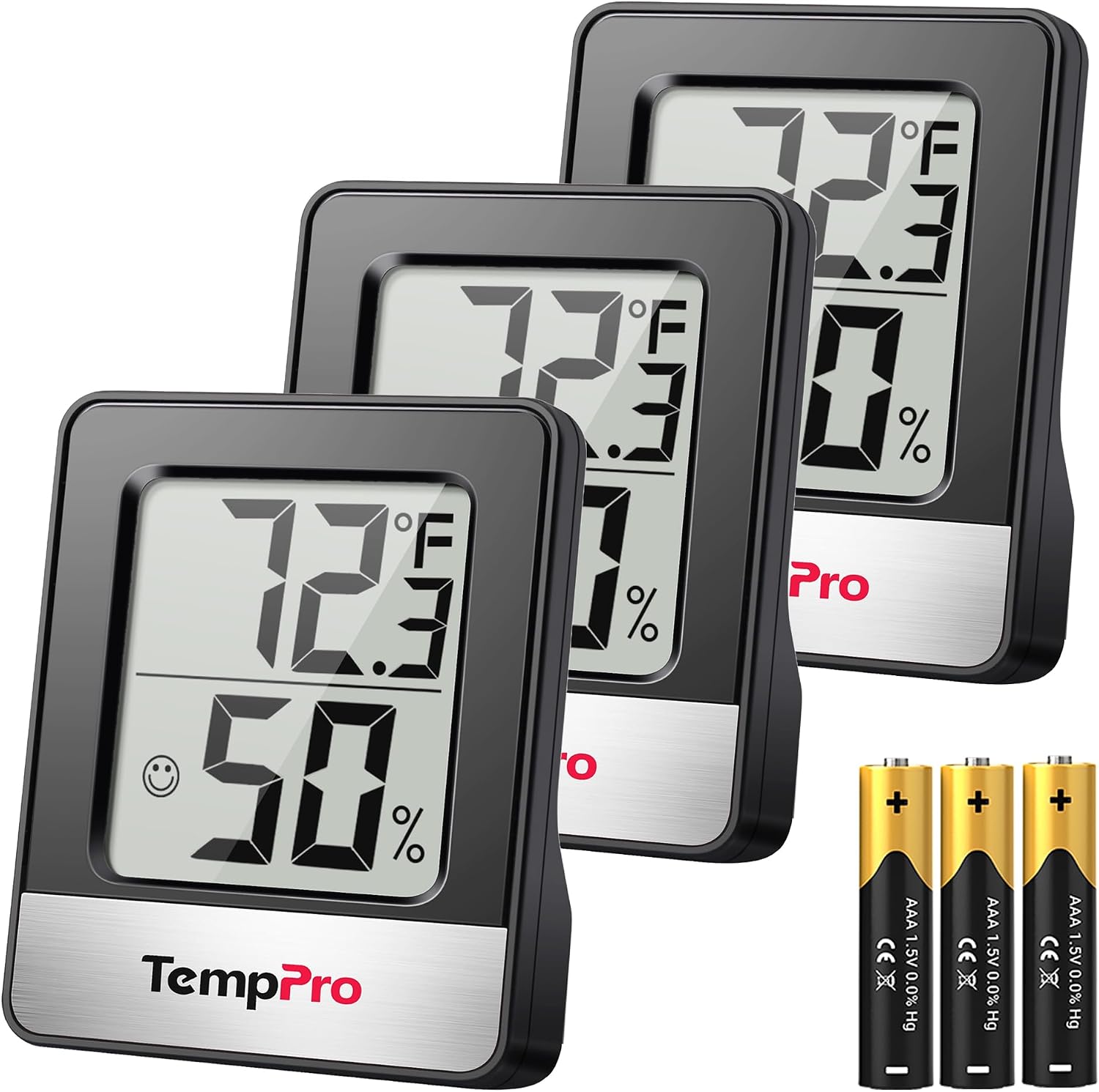 TempPro TP49 hygrometer 3-pack — Amazon pack shot